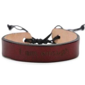 I Am Enough PU Leather Tie Bracelet